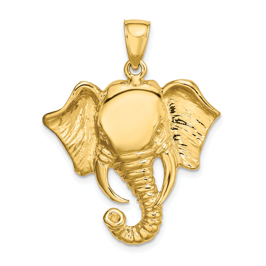 14K 2-D Elephant Head with Twisted Trunk Charm