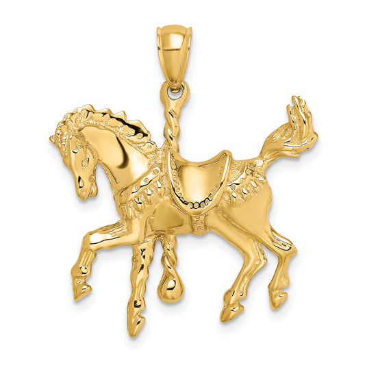 14K Carousel Horse with Tail Up Charm