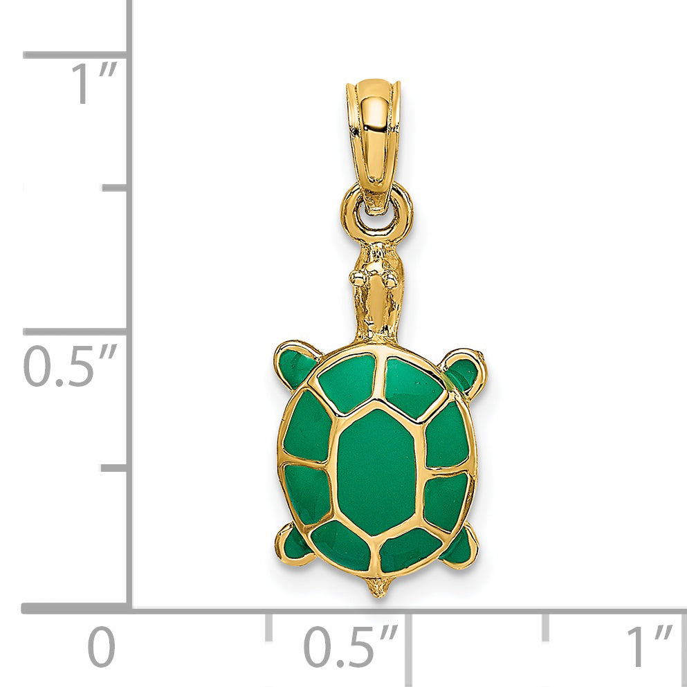 14K Green Enamel Tortoise Charm