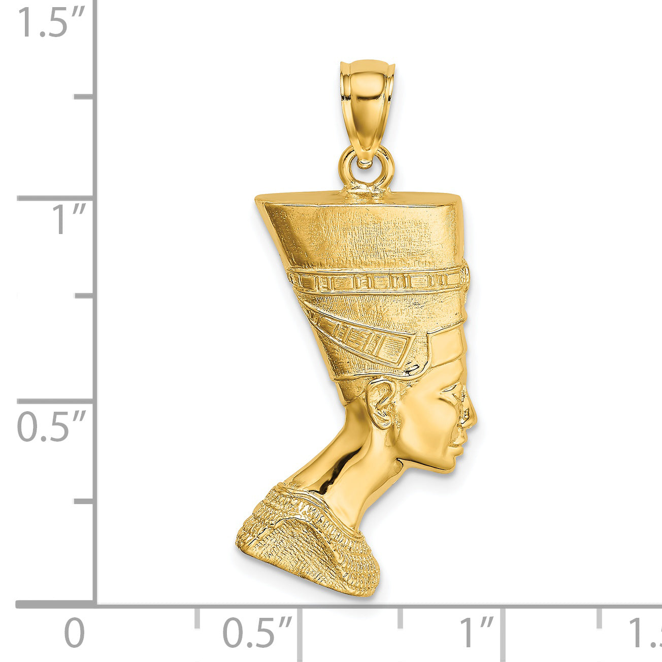 14K 2-D Polished / Textured Nefertiti Profile Charm