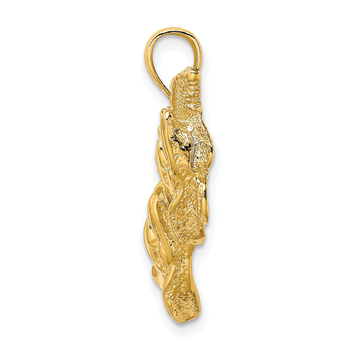 14K Polished and Textured Dolphins Swimming with Starfish Pendant