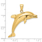14K Polished and Textured Jumping Dolphin Charm