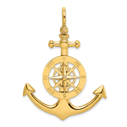 14K Large Anchor with Nautical Compass Charm