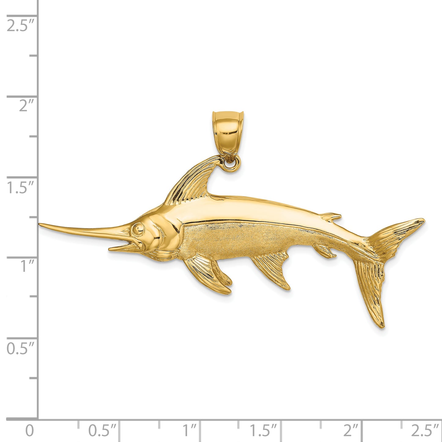 14K 3-D Polished/Satin Swordfish Charm