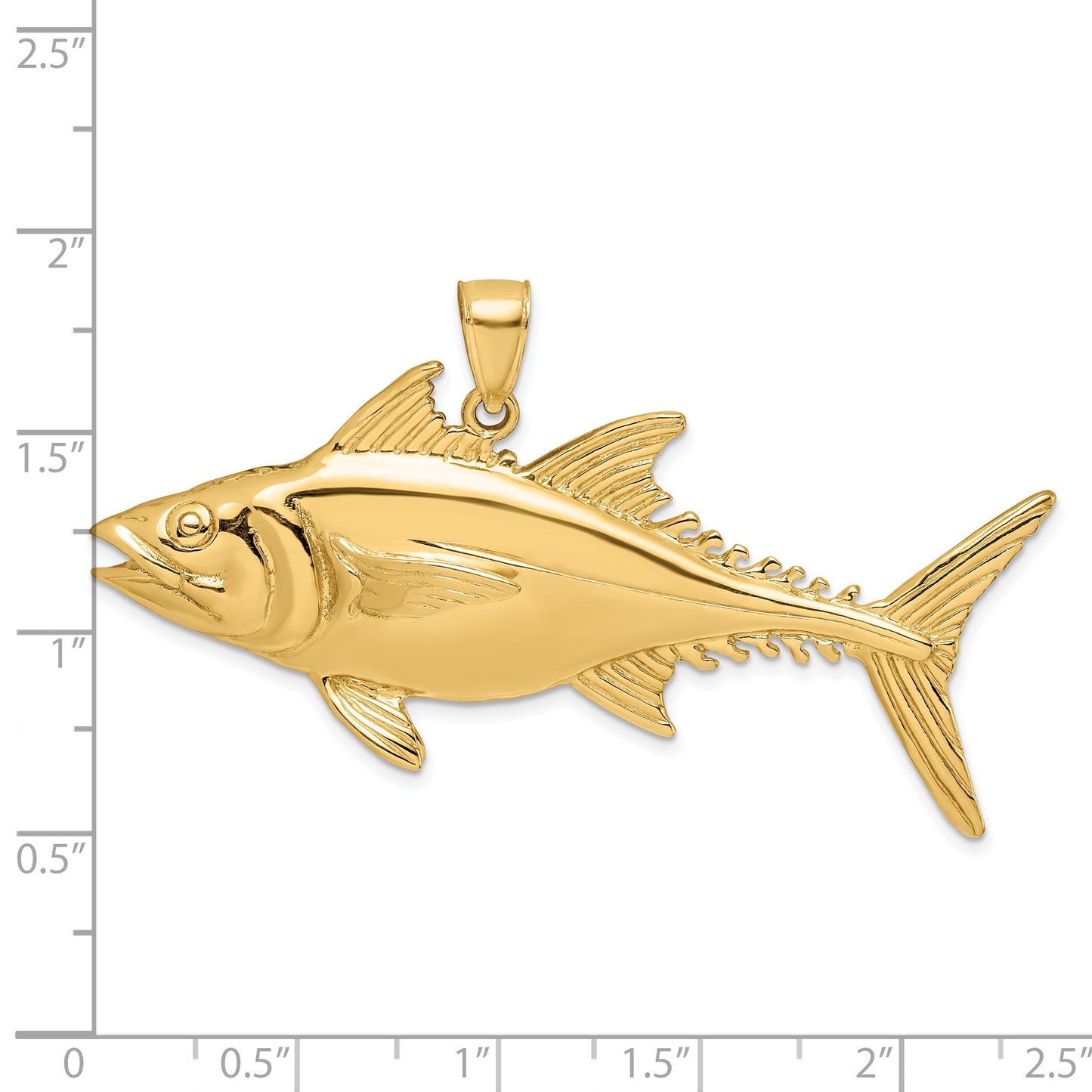 14K 3-D Polished Skipjack Tuna Fish Charm