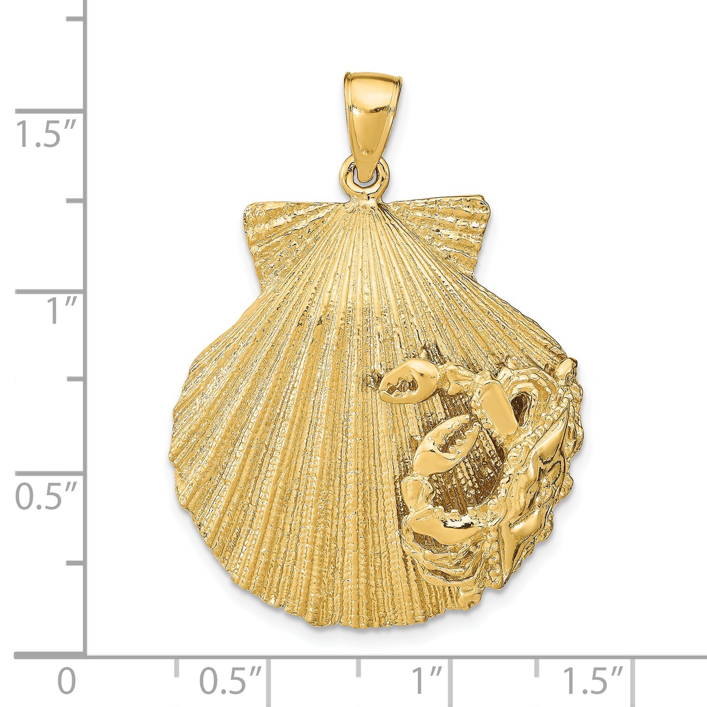 14k Scallop Shell with Crab Pendant
