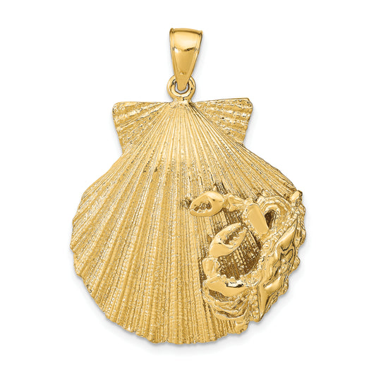 14k Scallop Shell with Crab Pendant