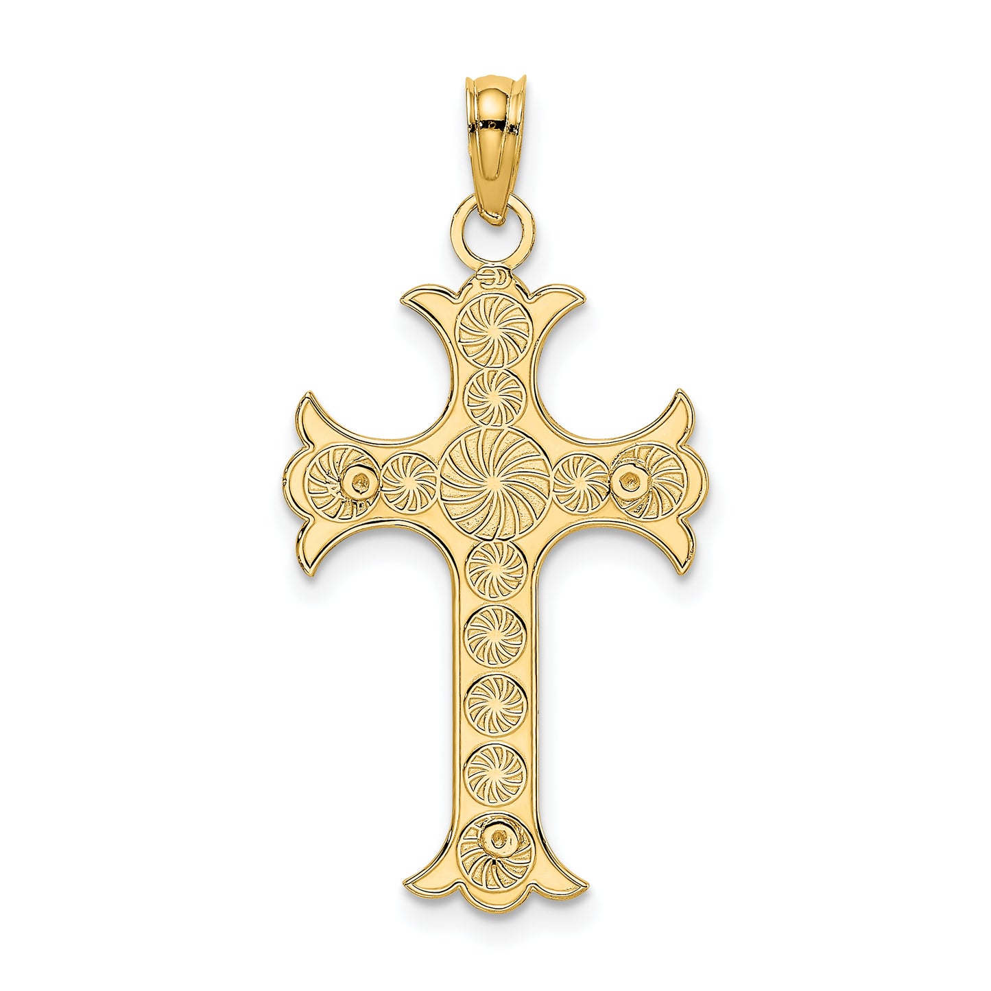 14K Double Sided Engraved Cross Charm