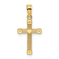14K Textured with Center Heart Small Cross Charm