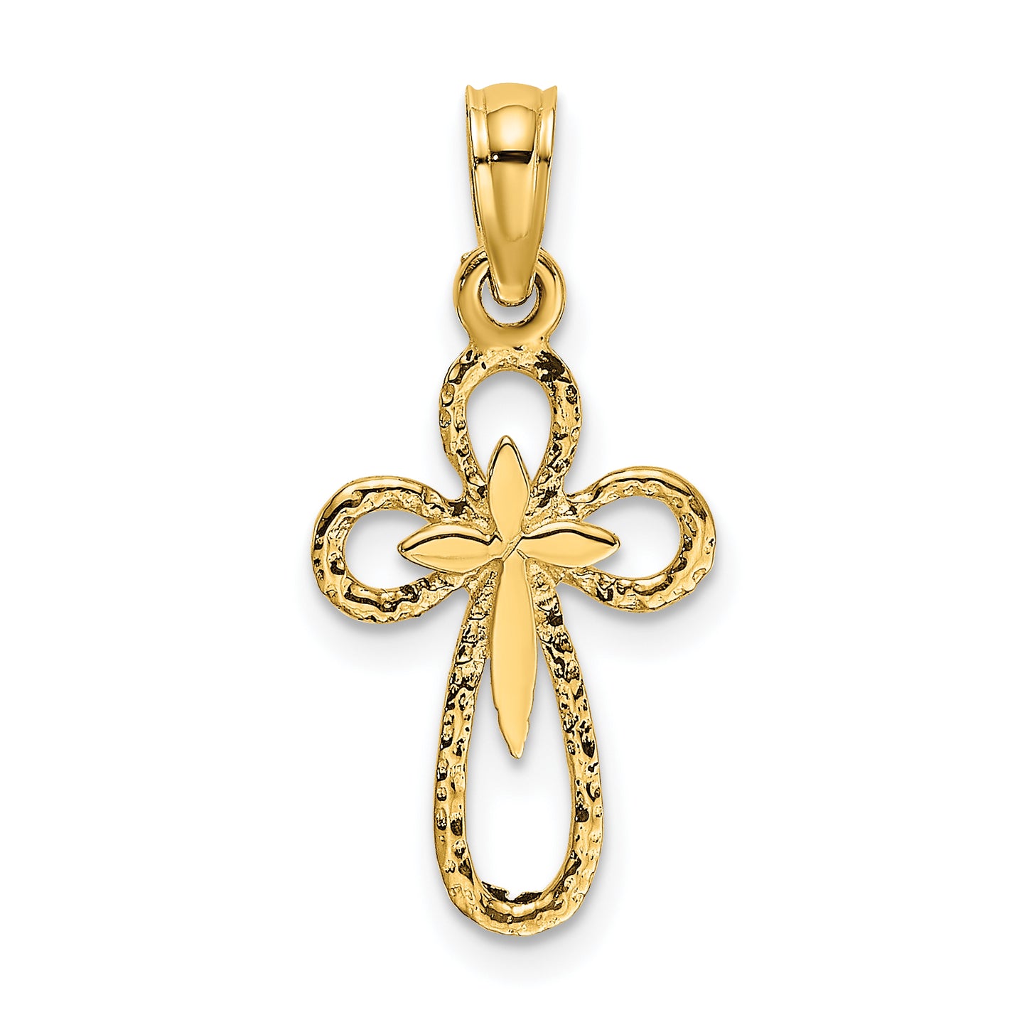 14K Cut-Out Cross with Small Interior Cross Charm