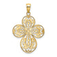 14K Cut-Out with Rounded Tips Filigree Cross Charm