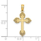 14K Polished and Textured Fancy Cross Charm