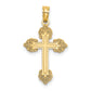 14K Polished and Textured Fancy Cross Charm