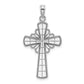 14K White Gold with Beaded Edge Grid Accent Cross Charm
