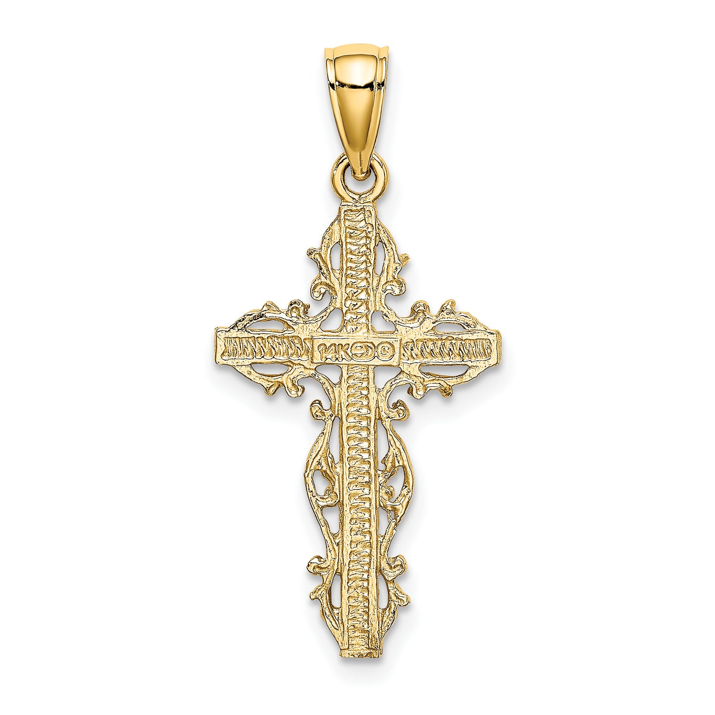 14K Cross with Lace Trim Charm
