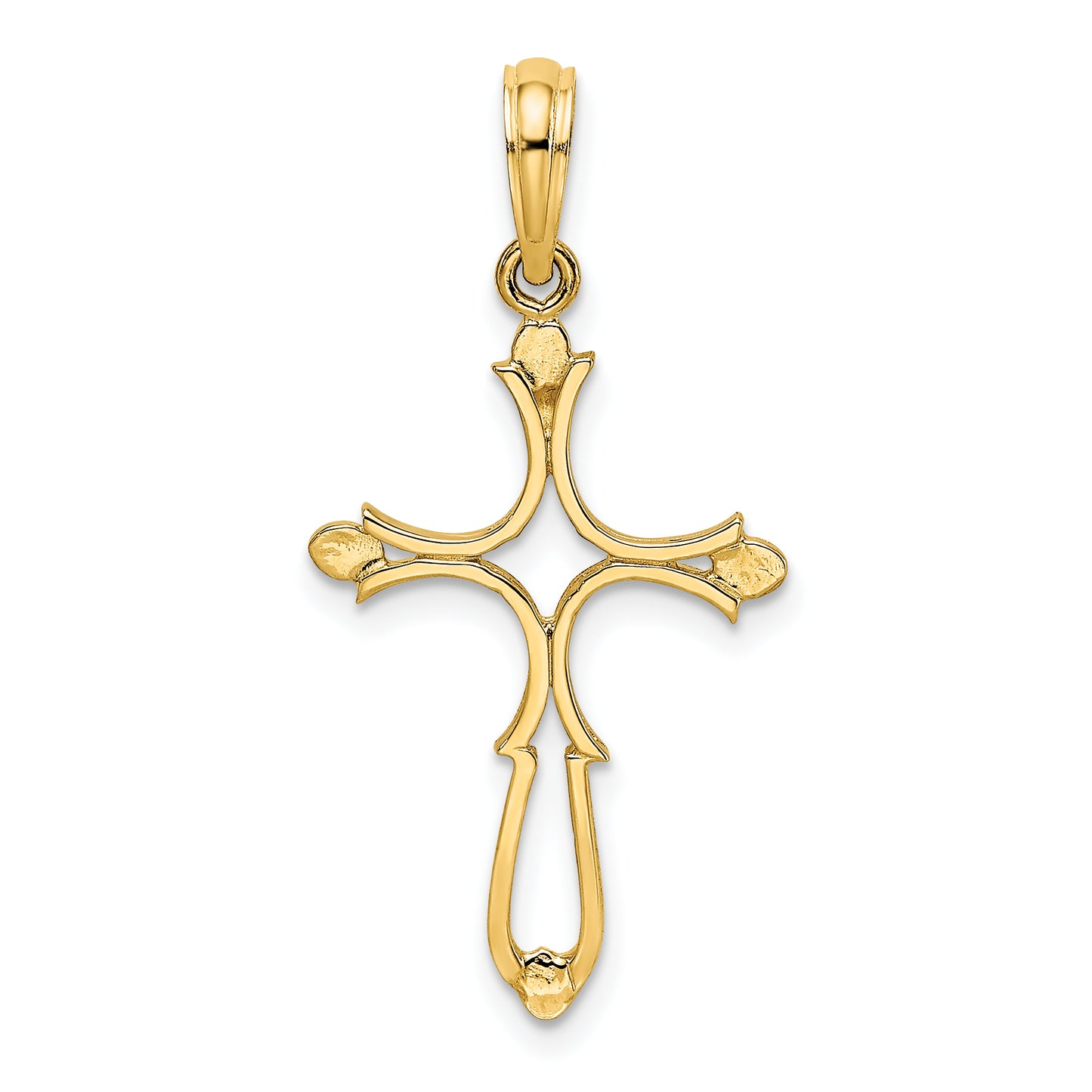 14K Cross Cut-Out and Polished Cross Charm