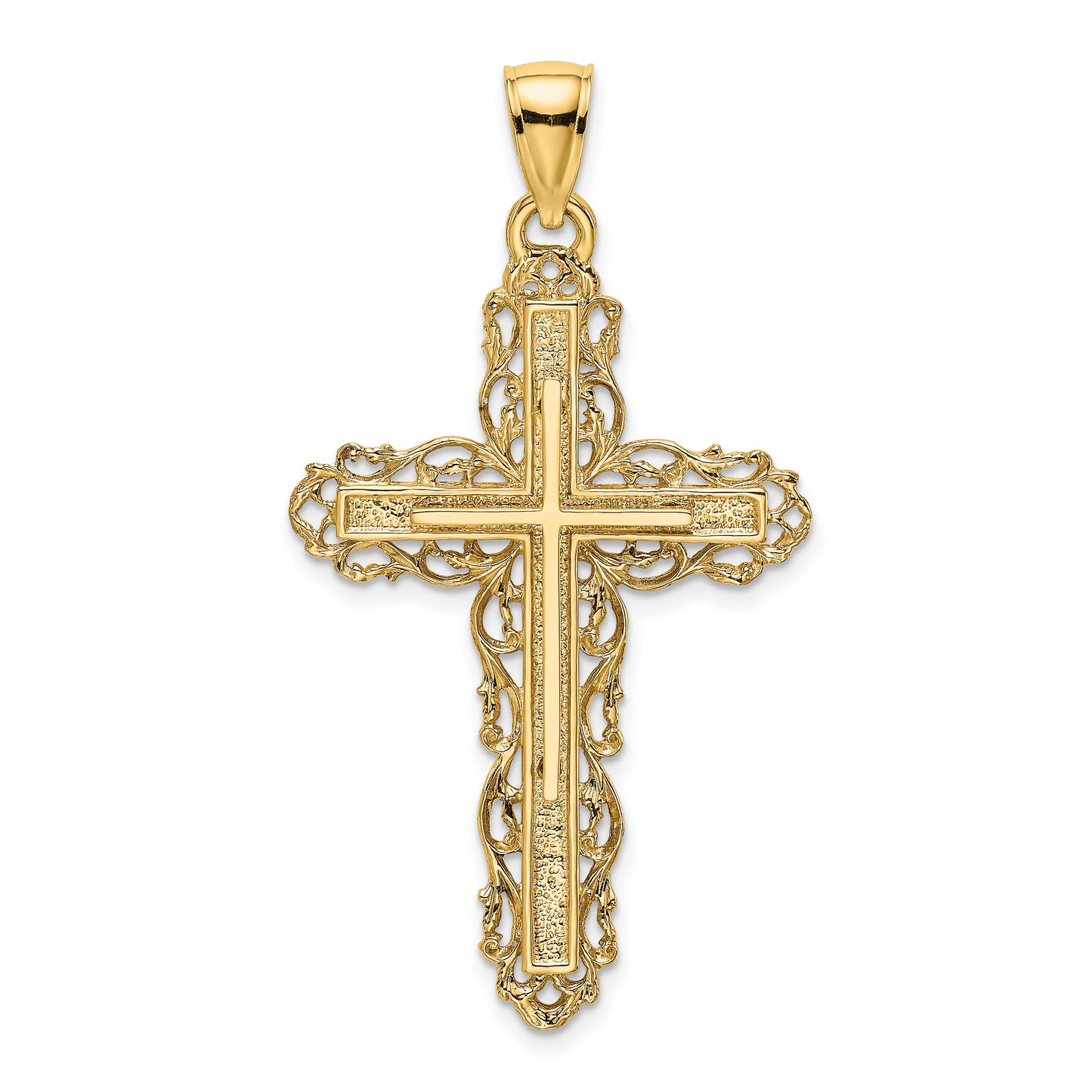 14K Cross with Lace Trim Charm