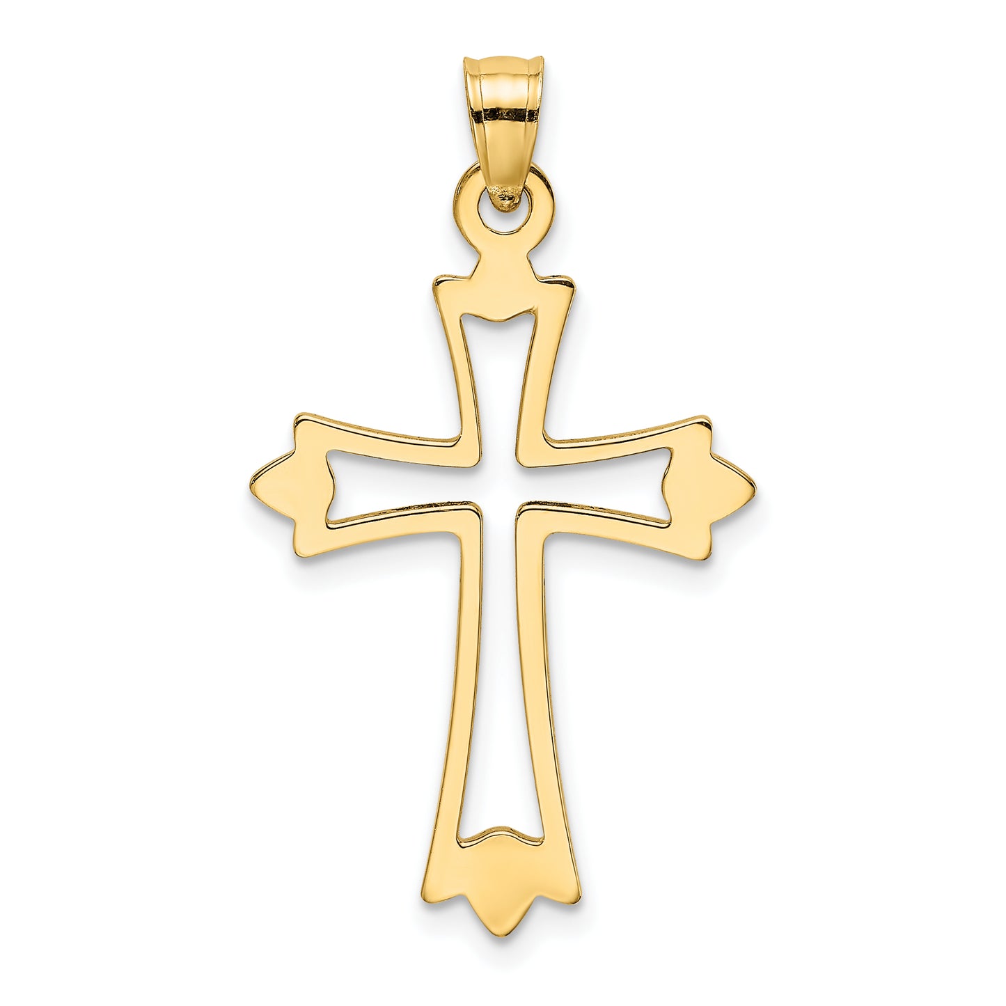 14K Polished and Cut-Out Cross Charm
