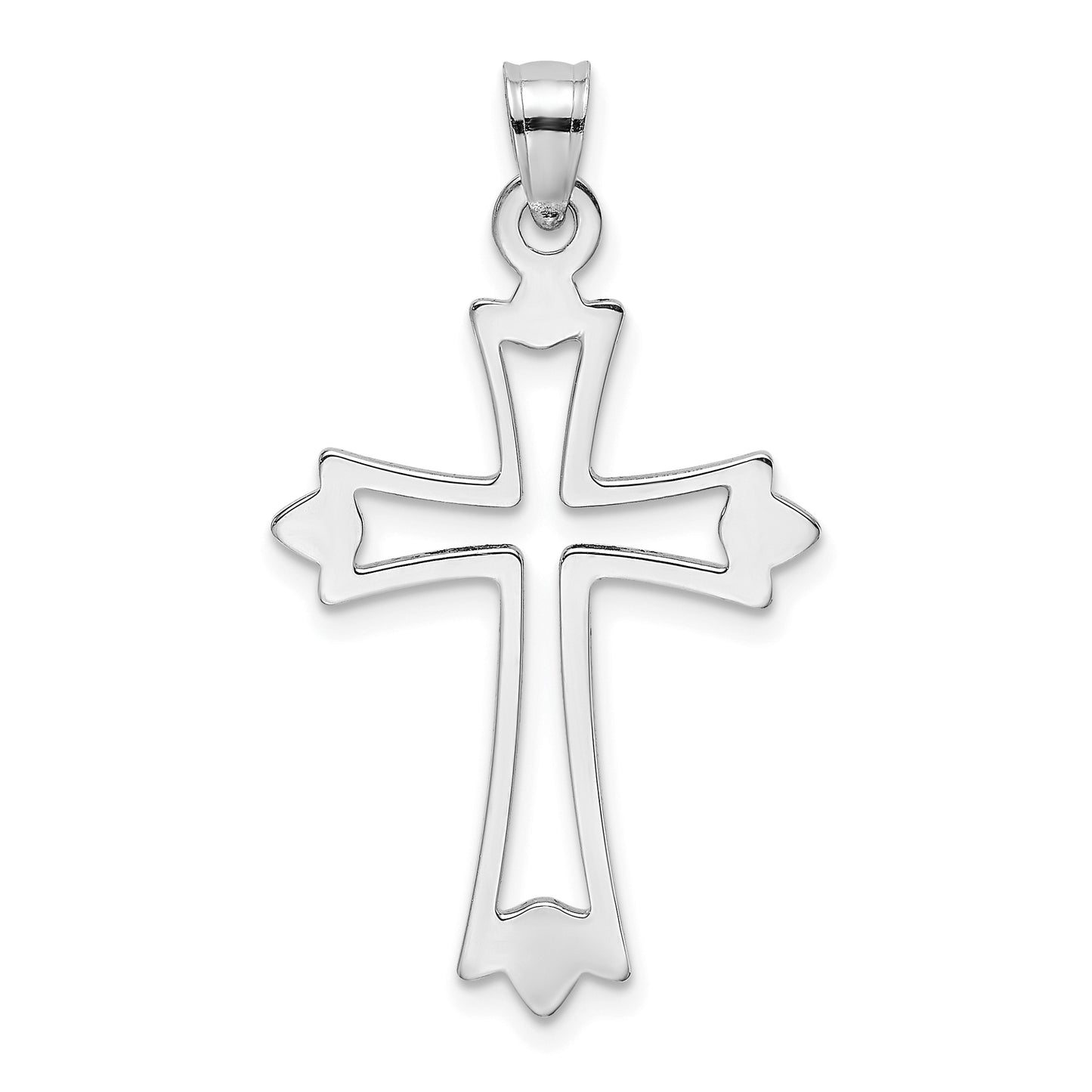 14K White Gold Polished and Cut-Out Cross Charm