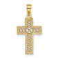 14K Textured Lace Center Cross Charm