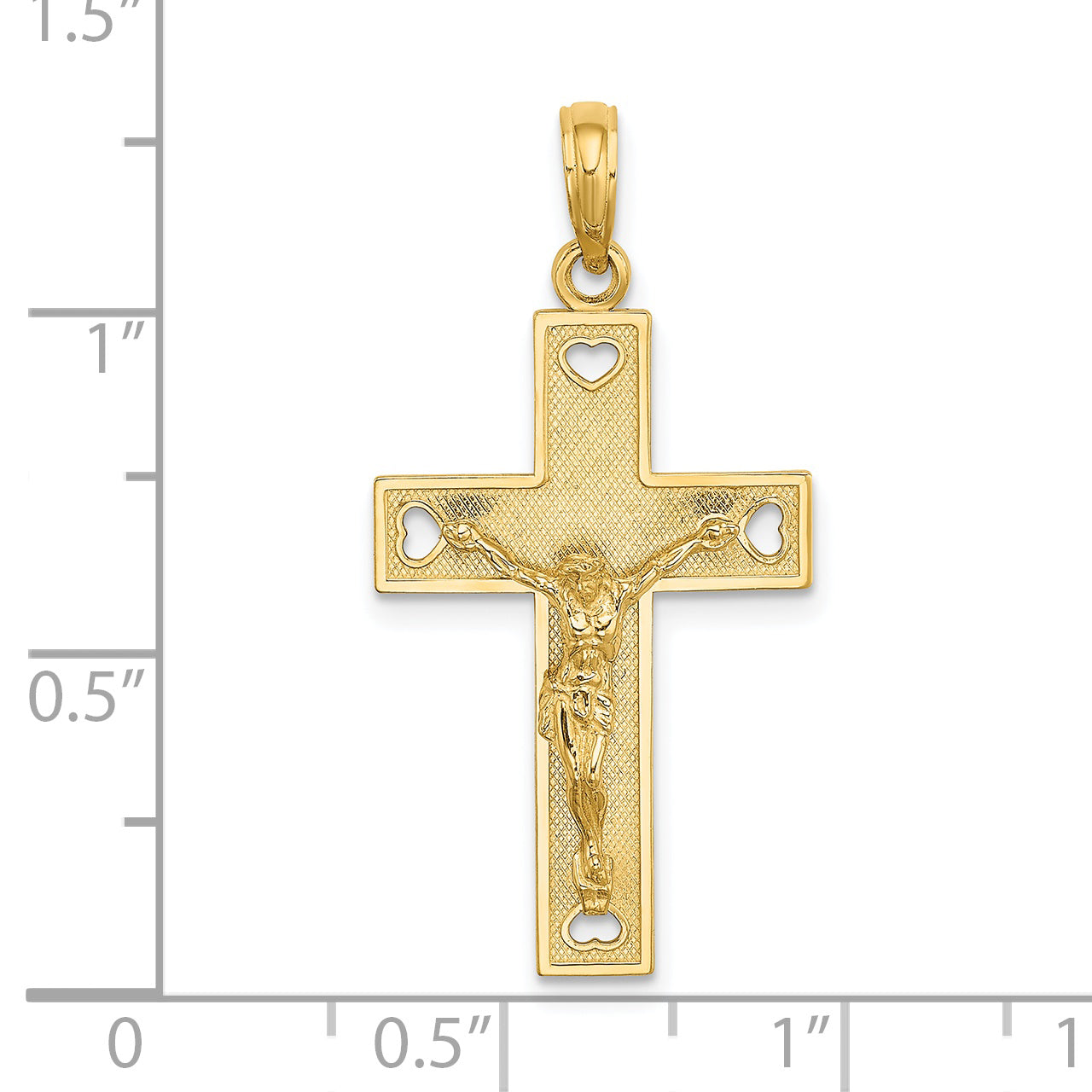 14K Cut-Out Heart with I LOVE JESUS on Reverse Crucifix Charm