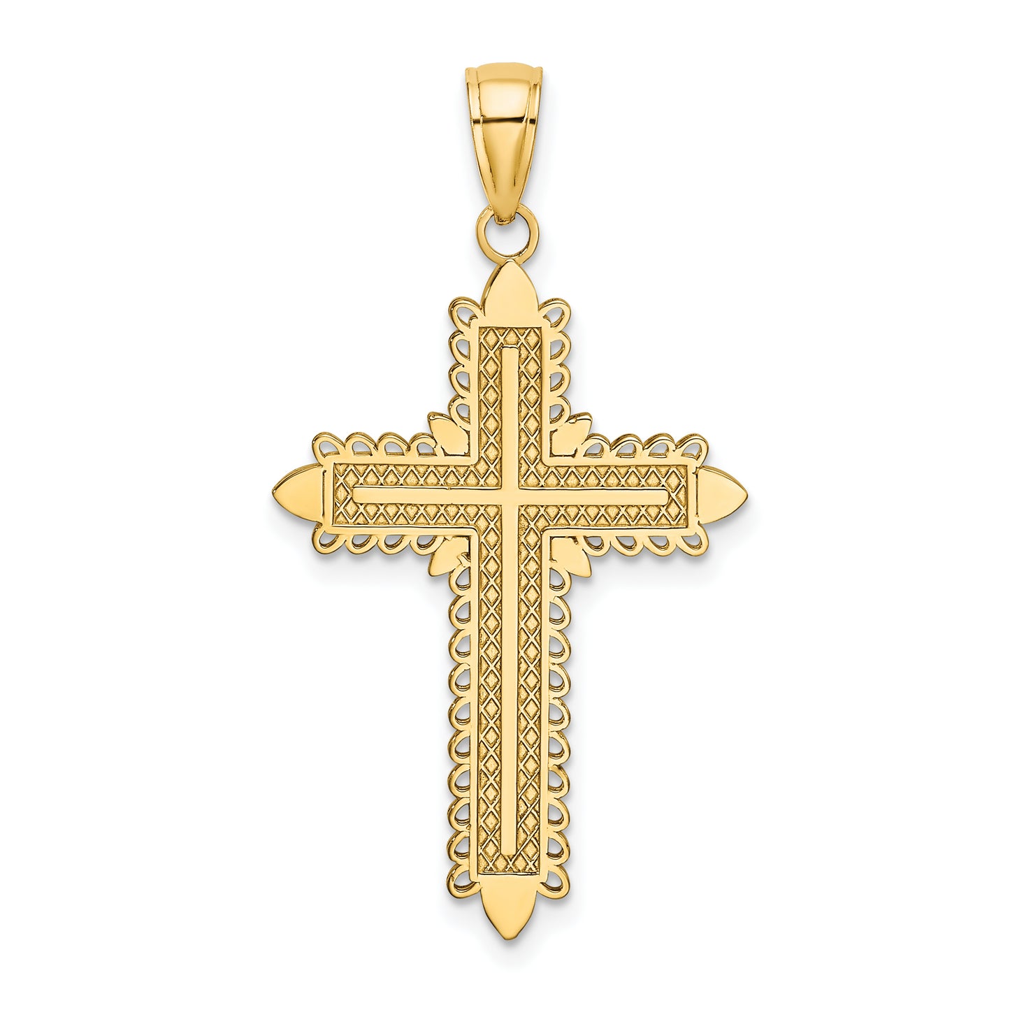 14K with Lace Border Cross Charm