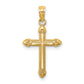 14K Polished with Scroll Design Cross Charm