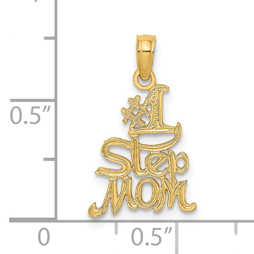 14K Polished Engraved #1 STEP MOM Charm