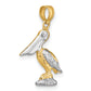 14K with White Rhodium 3-D Small Standing Pelican Charm
