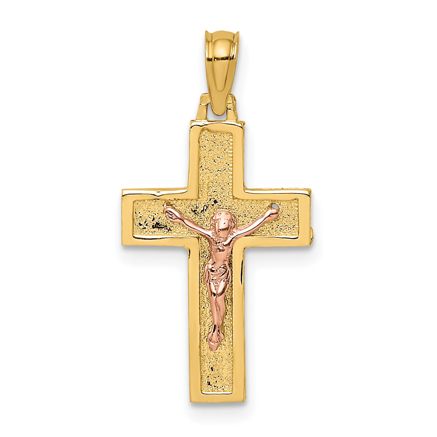 14K Two-Tone Latin Crucifix Charm