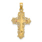 14K Two-Tone Cross with Lace Trim Charm