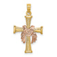 14l Two-Tone Textured Finish Cross with Drape Charm