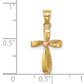 14k Two-Tone Twisted Cross with Heart Charm