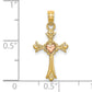 14k Two-Tone Cross with Heart Charm