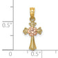 14k Two-Tone Cross with Small Flower Charm