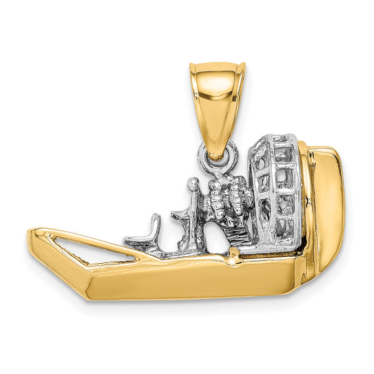 14k Two-Tone 3-D Airboat Charm