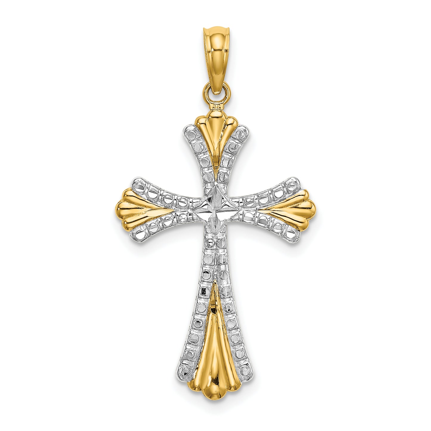 14K with Rhodium and D/C Reversible Cross Charm
