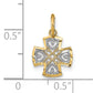 14K with Rhodium and D/C Hearts In Cross Charm