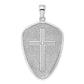 14k White Gold Cross Shield with Joshua 1:9 On Reverse Charm