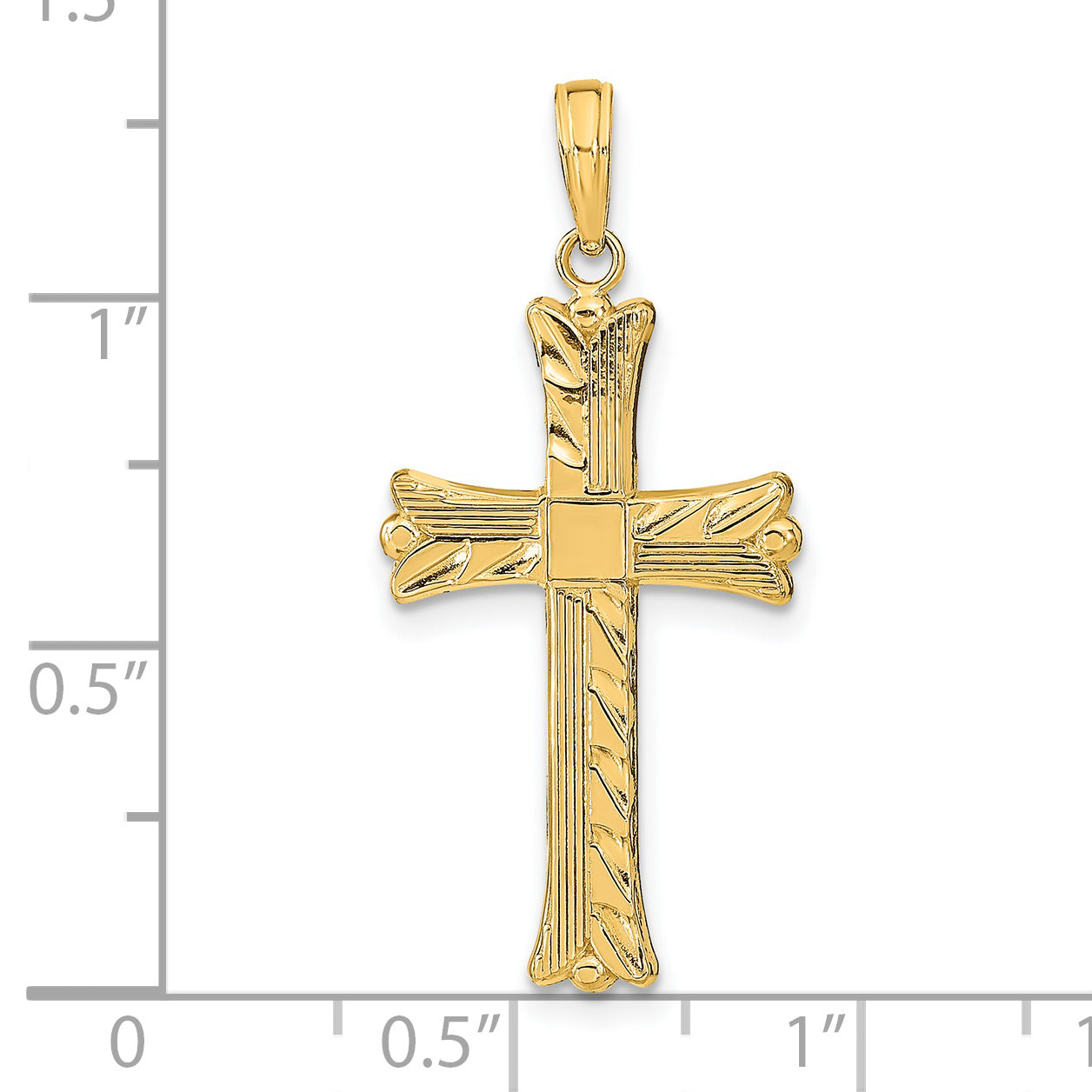14K Textured with Square Center Cross Pendant