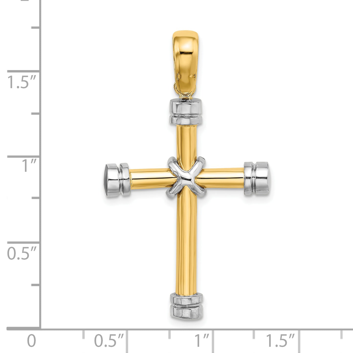 14k Two-tone Polished with X In Center Cross