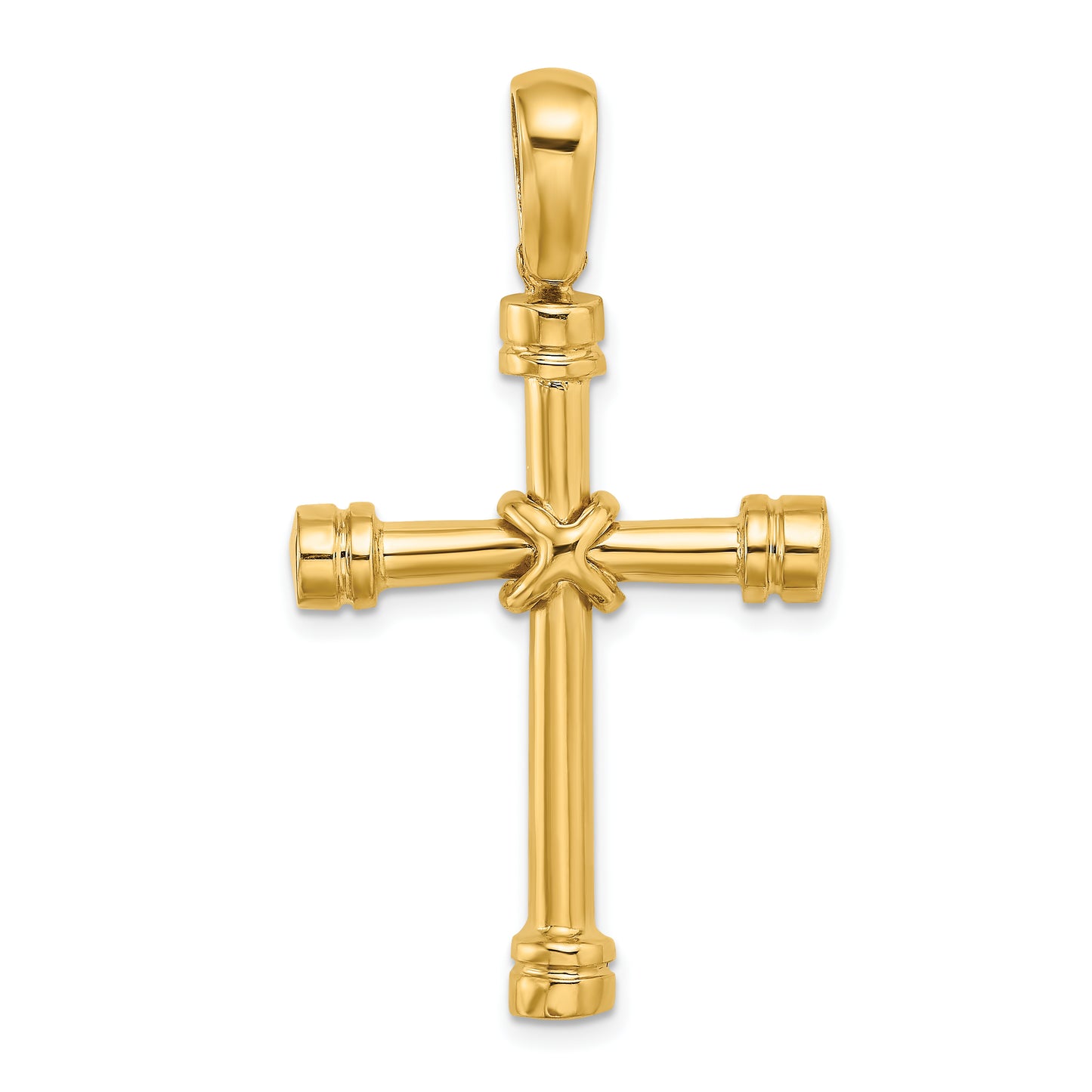 14k Polished with X Center Cross
