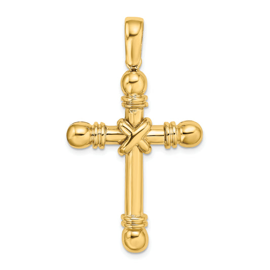 14K X Center With Rounded Ends Cross Pendant