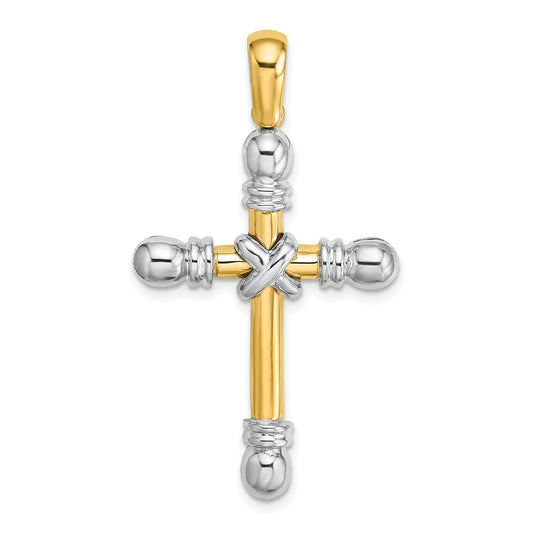 14k Two-tone Polished X In Center of Cross Charm