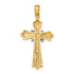 14K Two-Tone X Center Ribbed Cross