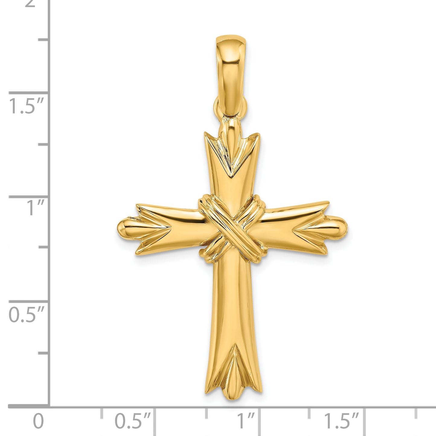 14K Polished with  X-Center Cross