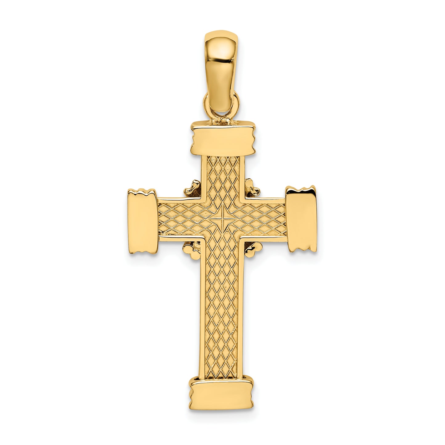 14k Polished with X In Center of Cross Charm