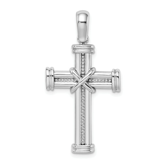 14k White Gold with X In Center Of Cross Charm
