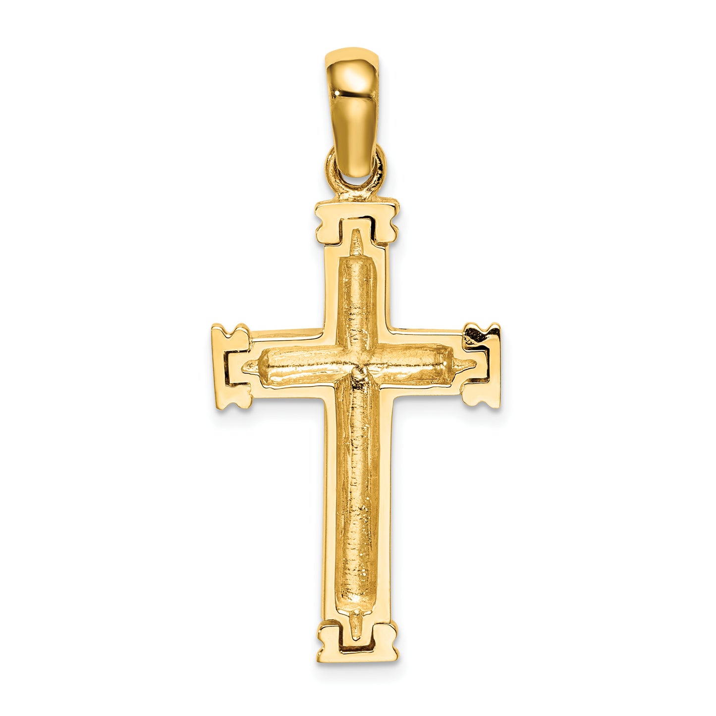 14K Scroll with Double Endcaps Cross Charm