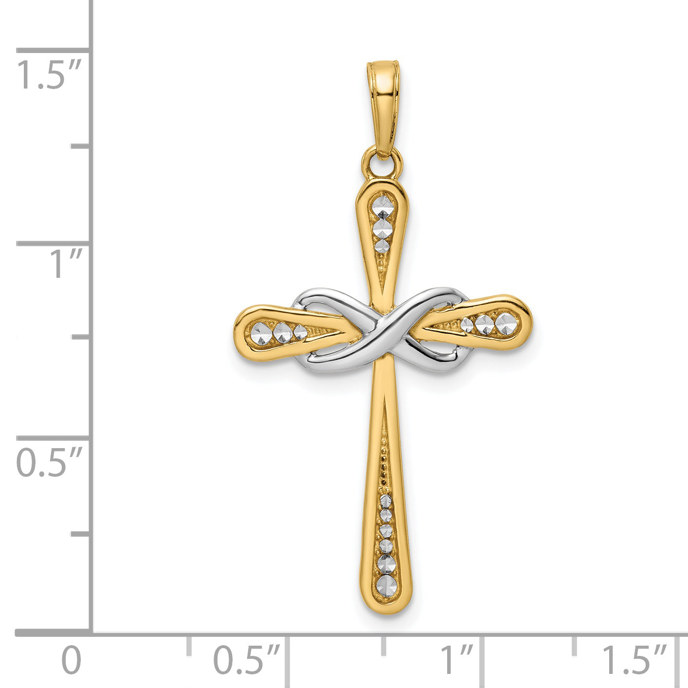 14K with Rhodium D/C Cross and Infinity Pendant